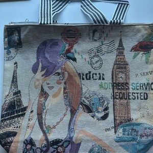Artistic Tote Bag with Cityscape Design